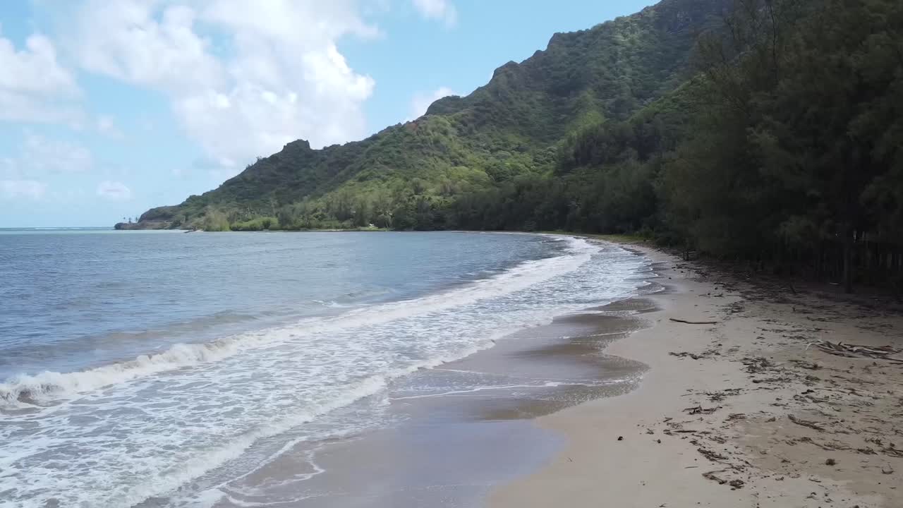 Serene Beach Landscape with Mountain View