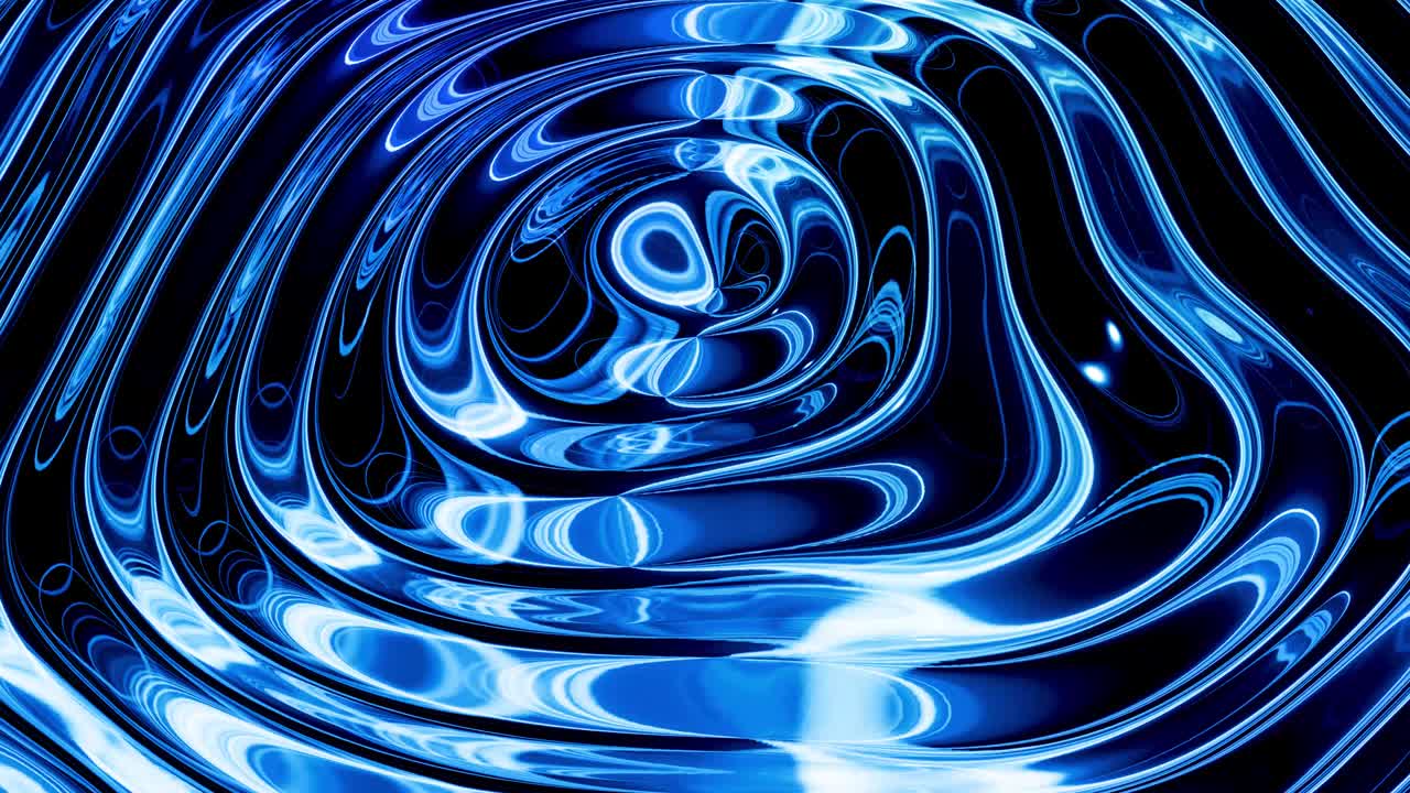 Looped abstract liquid background with wavy sparkling pattern on shiny glossy surface. Viscous blue fluid like surface of foil or brilliant glass. Beautiful creative festive backdrop. Simple bright BG