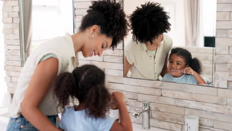 dental, mother and daughter brushing teeth