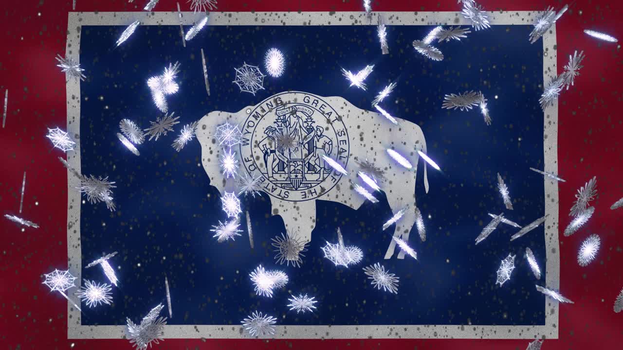 와이오밍 발을 흔들고 눈이 내리는 주기적 배경 크리스마스와 새해, 루프