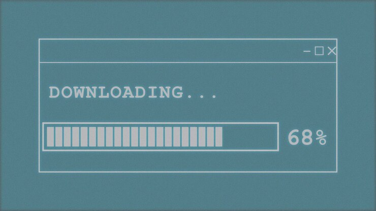 Digital Progress Bar Loading on Computer Screen