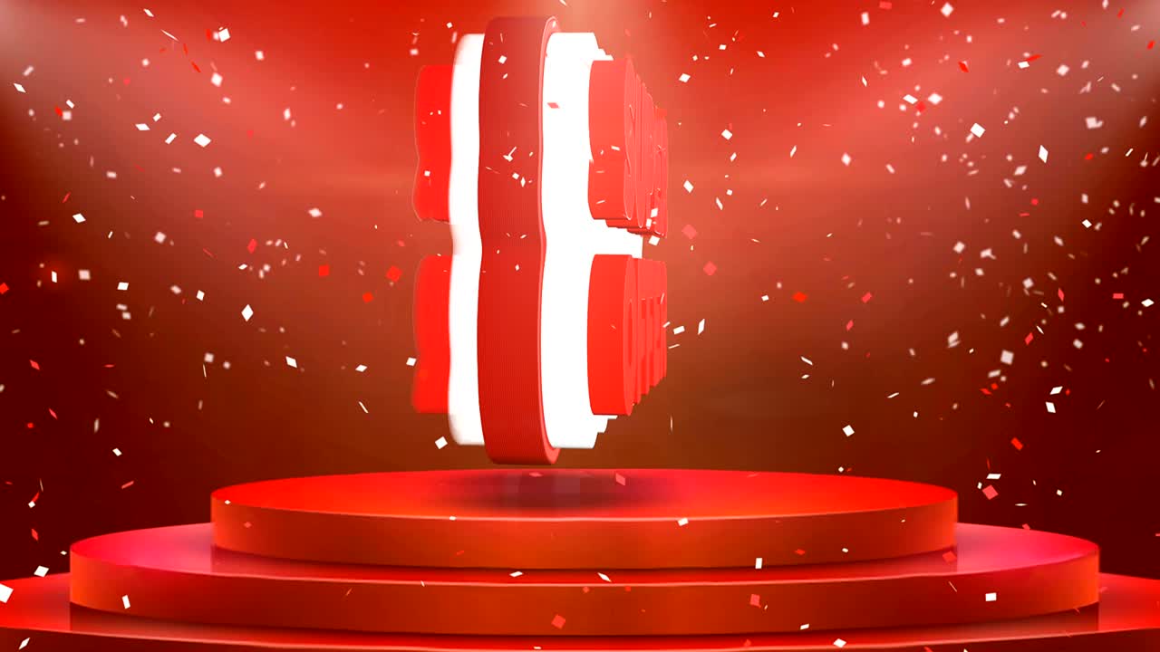 súper oferta de animación de texto escenario podio animación de bucle de confeti