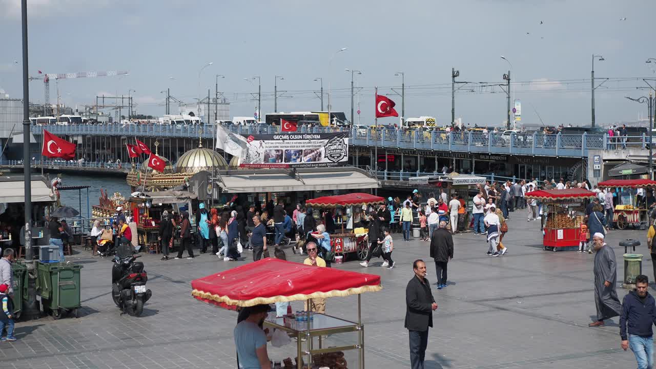 Galata Bridge and Street Food in Istanbul, Turkey