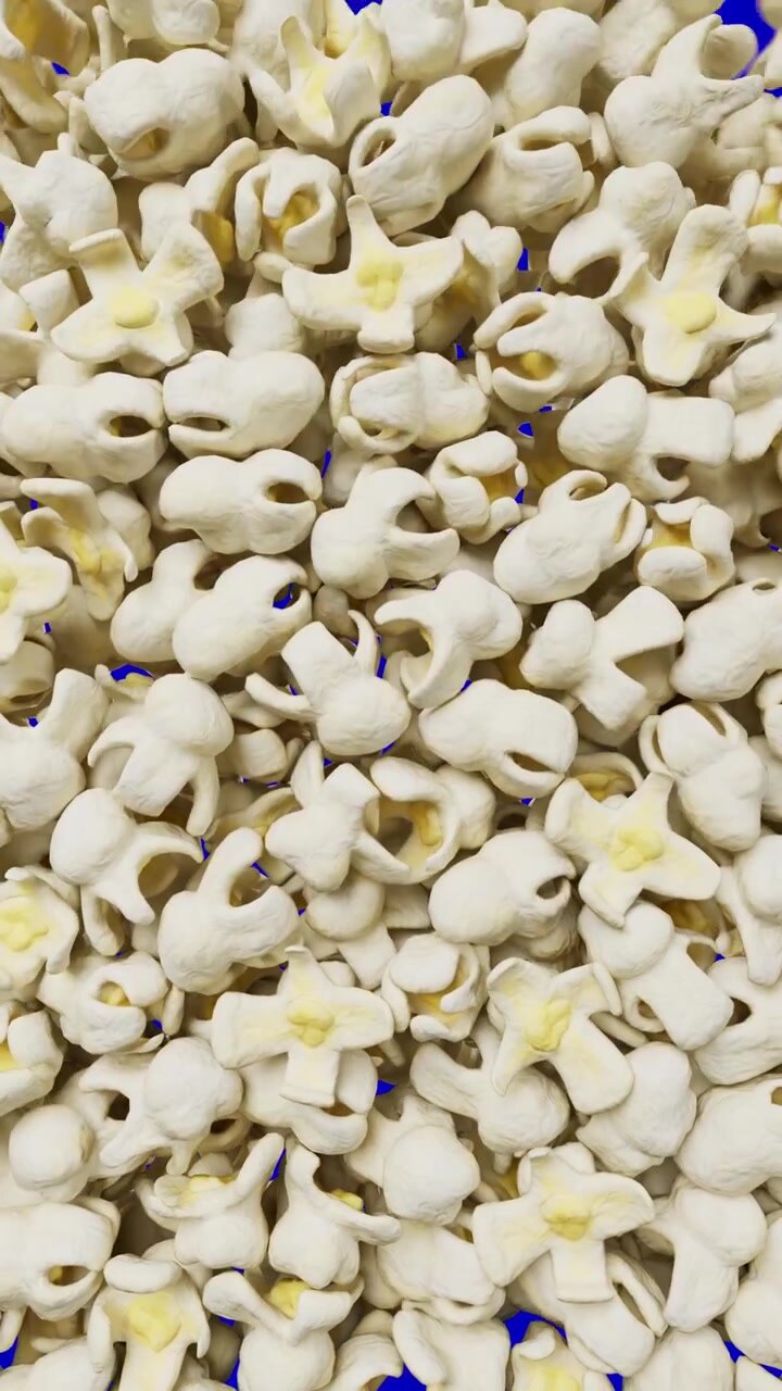 Falling popcorn on green screen