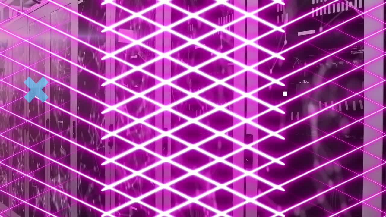 animación de la red de conexiones a través de la sala de servidores