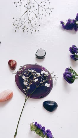 purple agate and flowers arrangement