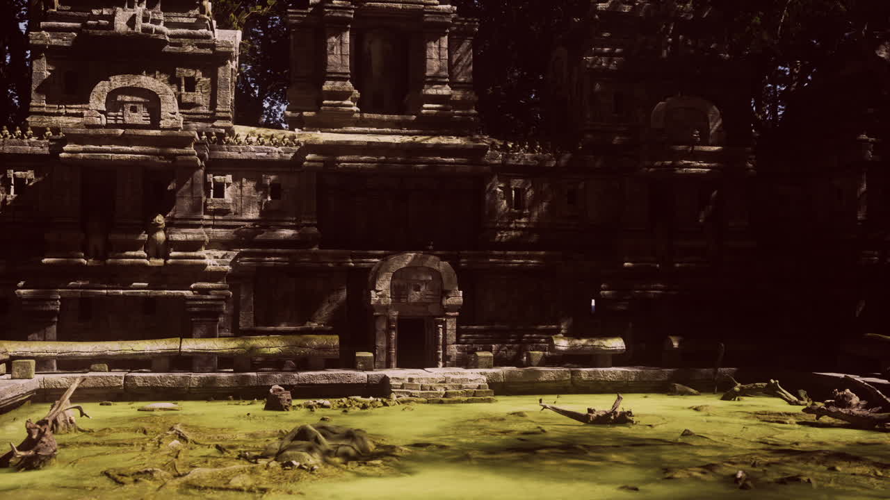 antiguo templo de piedra en la exuberante jungla