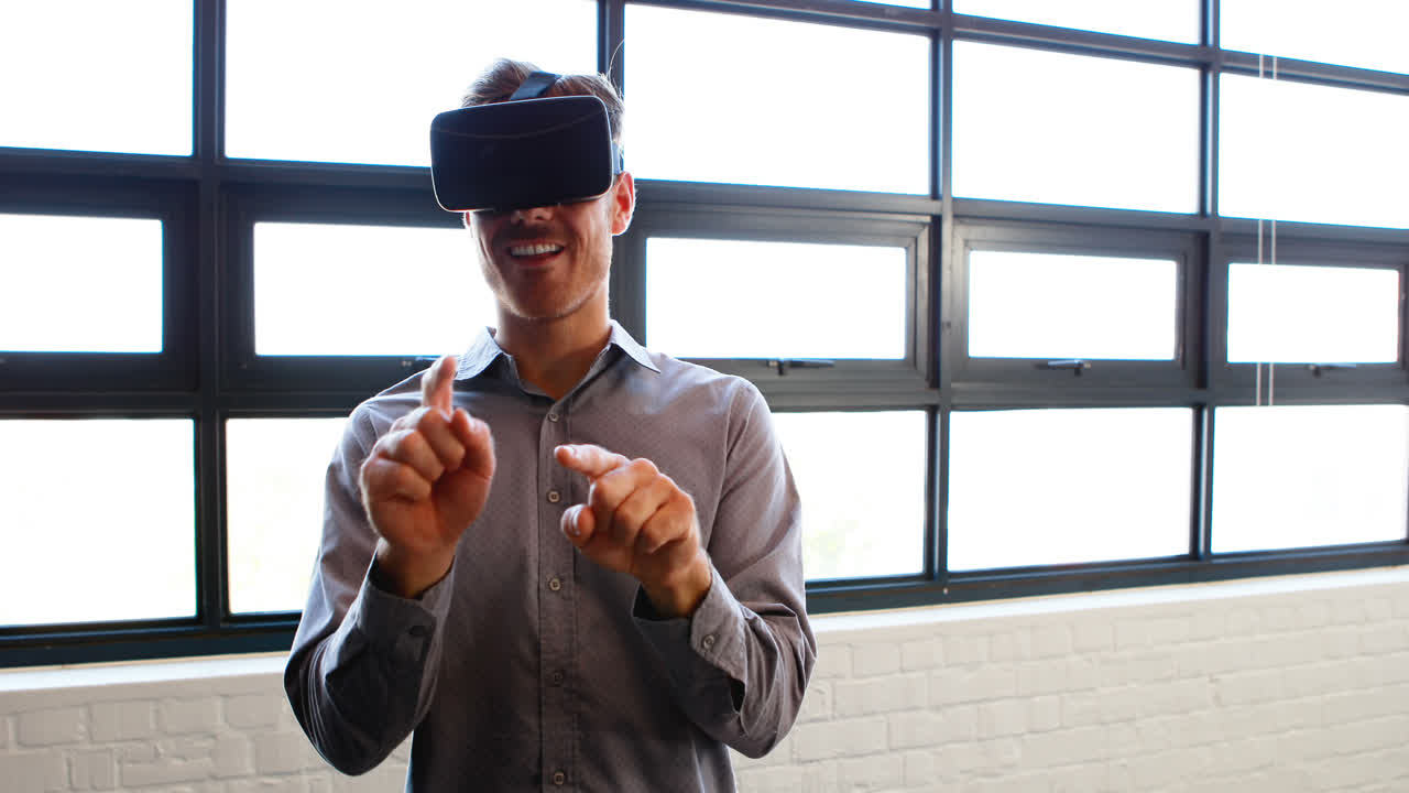 Businessman using virtual glasses