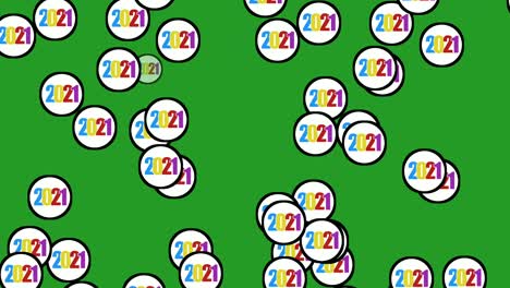 2021 happy new year greeting 4k animation on green screen background.happy new year text with number 2021 in circle