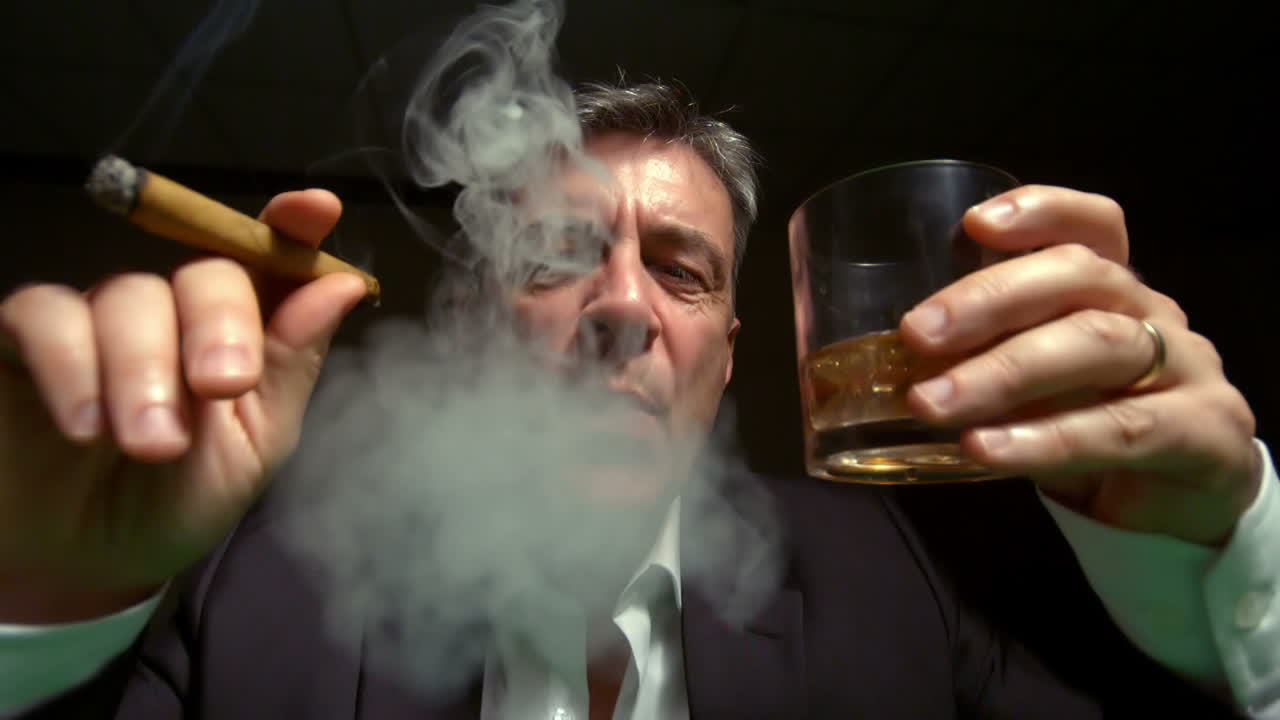 담배를 피우는 멋진 성숙한 남자