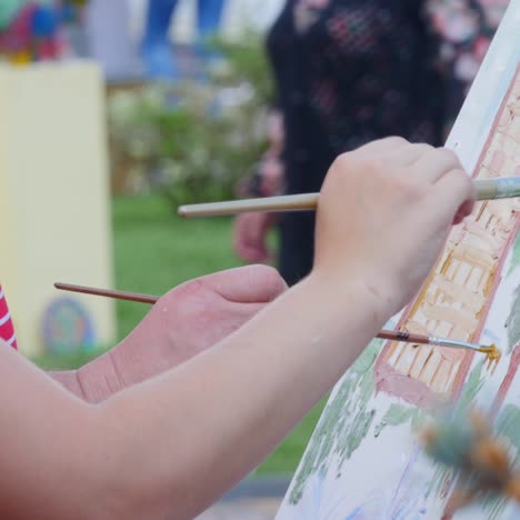 painting it with watercolors on canvas