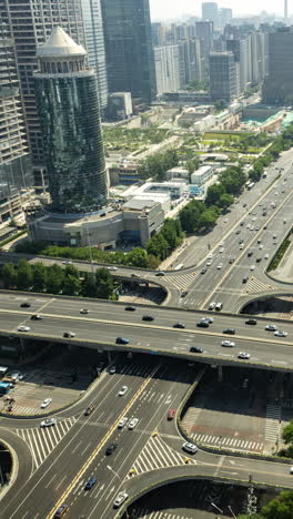 timelapse of the beijing city skyline from a high vantage point in vertical