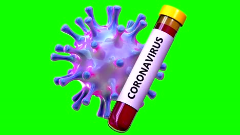 coronavirus covid-19 en bucle con llave de croma y máscara en 4k