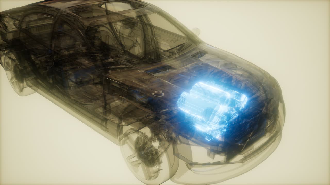 자동차 엔진이 자동차에서 보입니다.