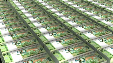 3d animation of 50 belarus roubles stack of money of seamless loop