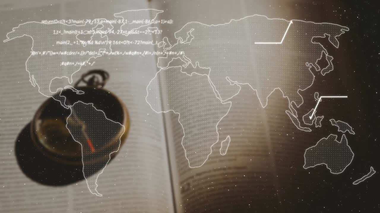 개방 된 책 과 나침반 에 대한 세계 지도