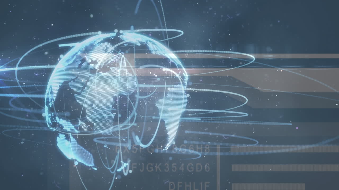 데이터 처리를 통한 연결 네트워크와 함께 지구의 애니메이션