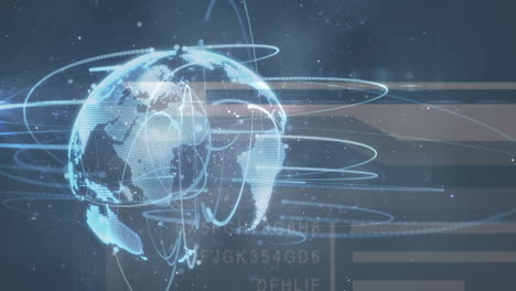 animation of globe with network of connections over data processing