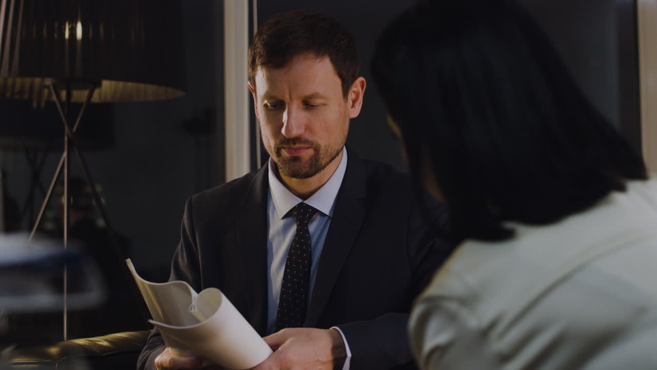 Man in suit working late at the office