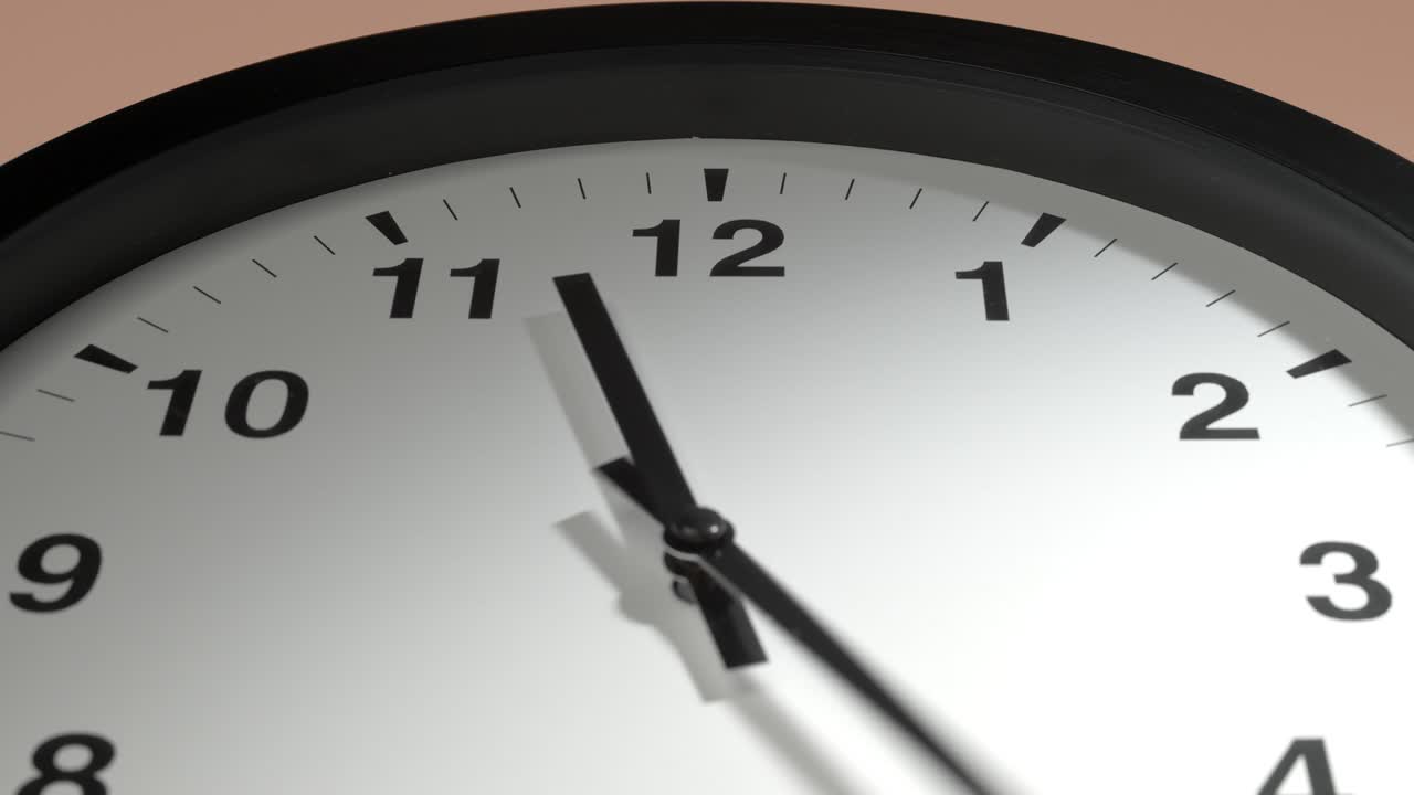 Clock Face on Cream Beige Wall in Time Lapse