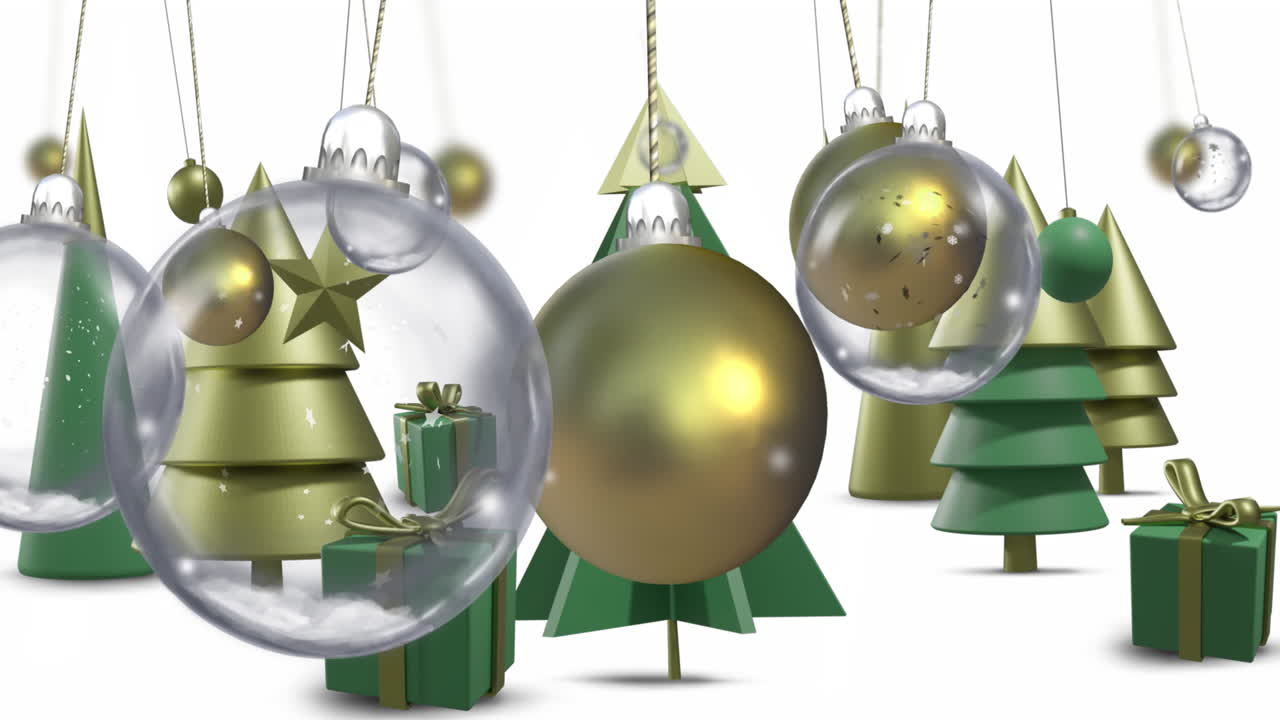 ⁇ 색 배경 에 크리스마스 장식 위 에 있는 장난감 들 의 애니메이션