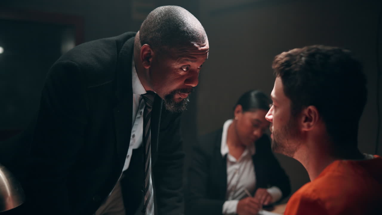 Interrogation Scene with Detective and Suspect