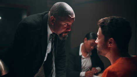 interrogation scene with detective and suspect