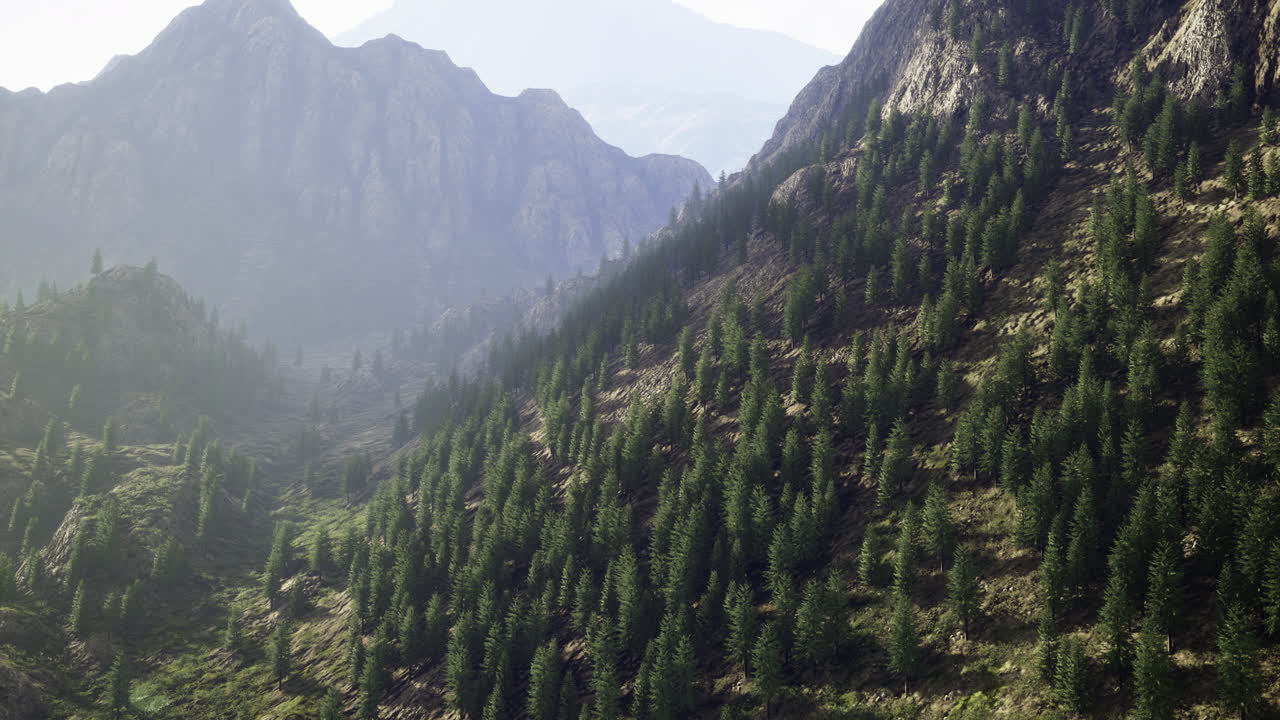 Majestic mountain landscape with lush greenery in a serene valley
