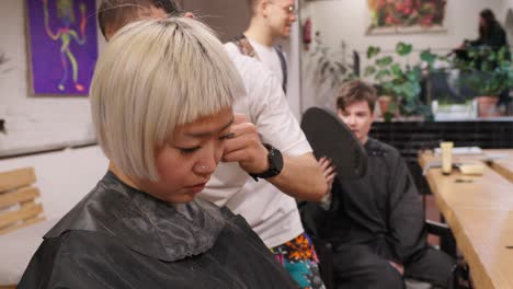 haircut in a hair salon