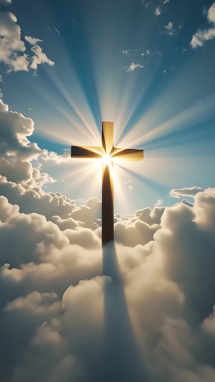 Sfondo per Adorazione 4K: Croce Cristiana e Luce Celeste