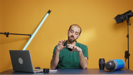 grabación de vlogger y comparación de filtros