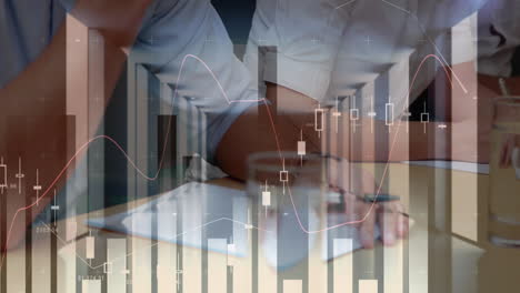 animación del procesamiento de datos financieros sobre las empresas personas