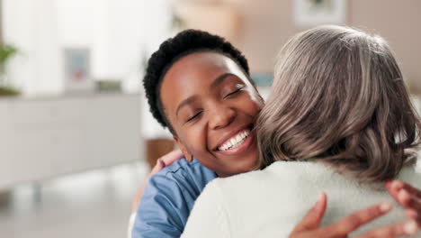 a heartwarming embrace between a caregiver and a senior woman