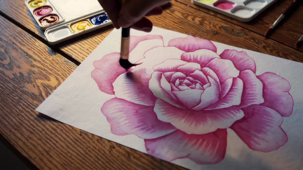 Watercolor Painting of a Rose