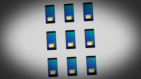 teléfono elegante enviar correo, boletín informativo, redes sociales o mensaje viral a una bandeja de entrada a través de un bucle de animación de toque de mano 4k