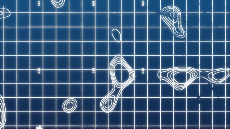 Animation of blue and white mountain map