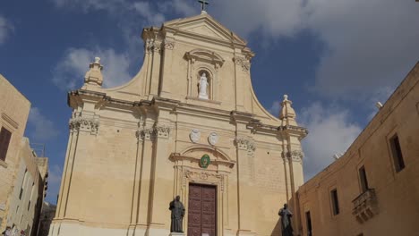 view of the exterior of the cathedral of assumption inside the citadel, located in the center of victoria, the capital of gozo in malta (also known as rabat, città victoria, and ir-rabat għawdex).