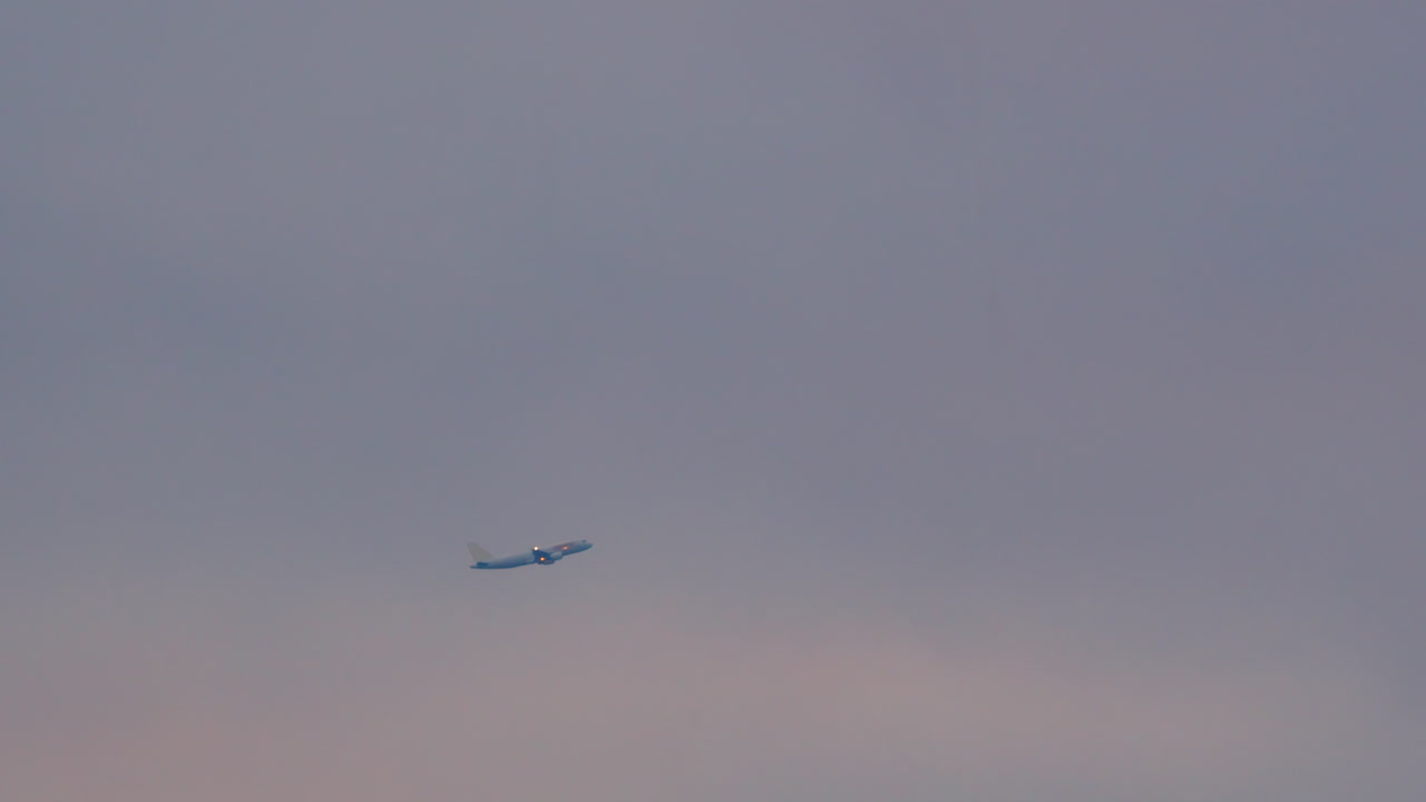 비행기가 안개 속에서 날아갑니다.