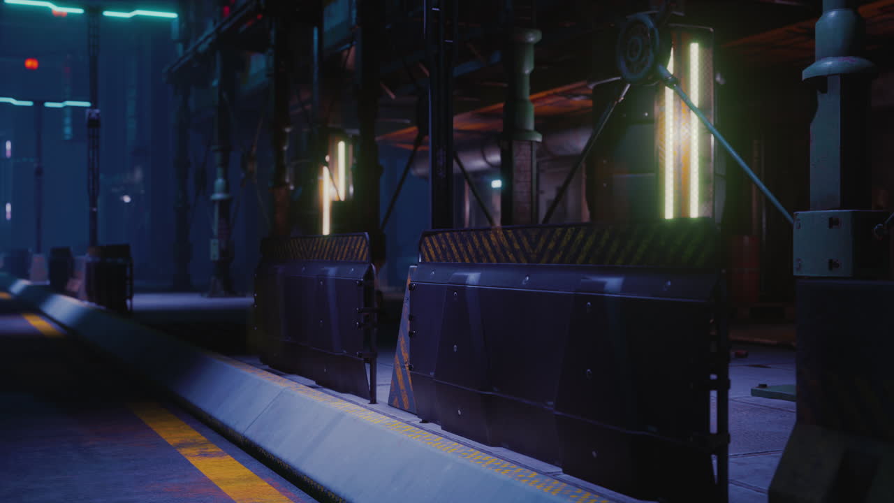 어두운 곳에서 네온 빛을 비추고