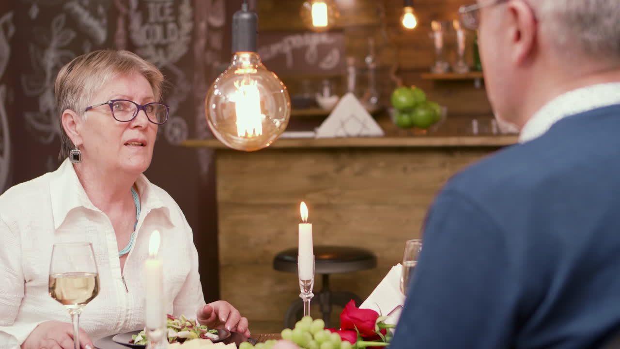 Couple enjoying a romantic dinner with wine and candles