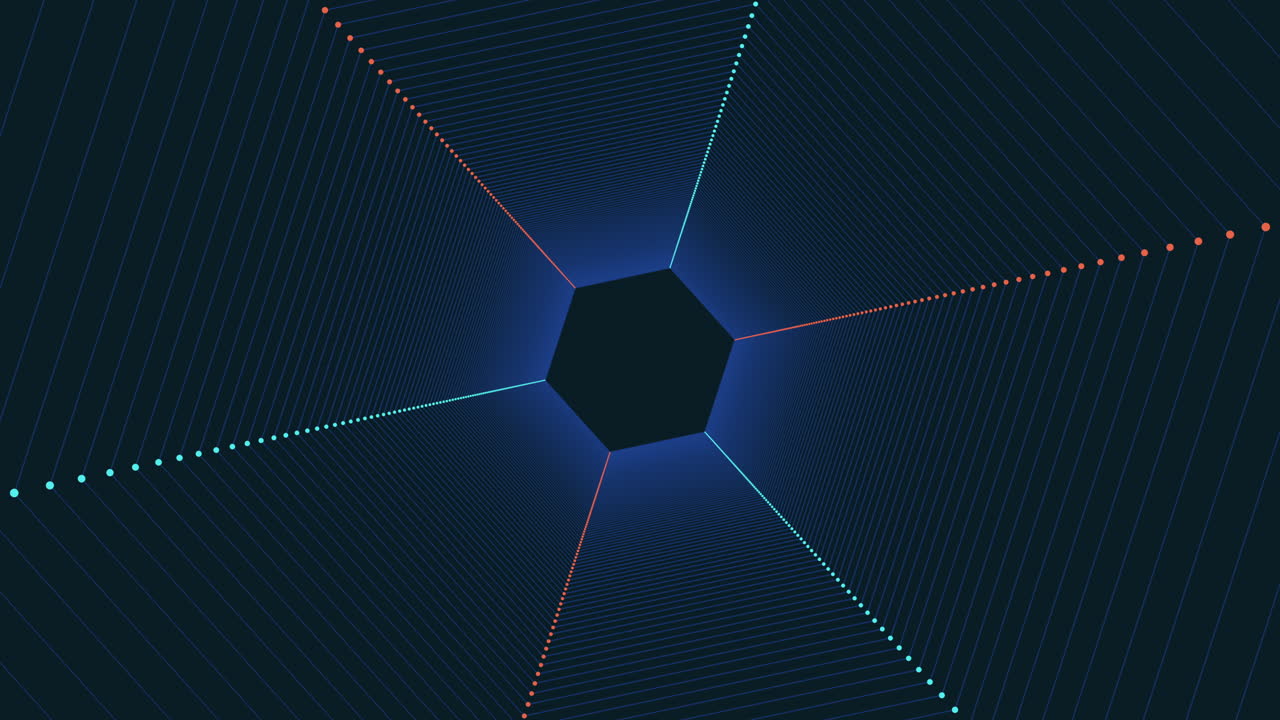 Geometric hexagonal pattern with black and blue lines