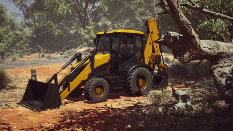 tractor de excavadora en el bosque