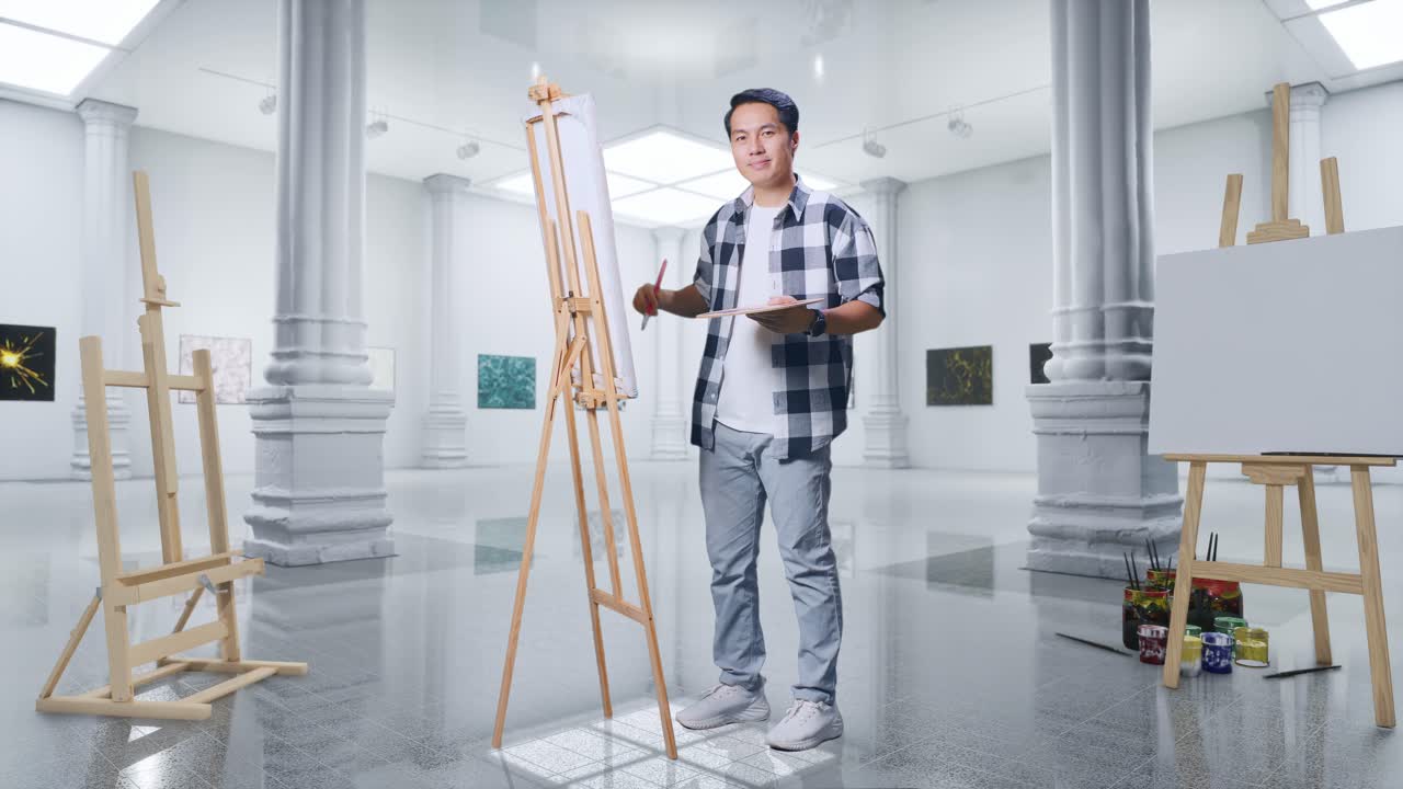 Artist Painting in a Gallery