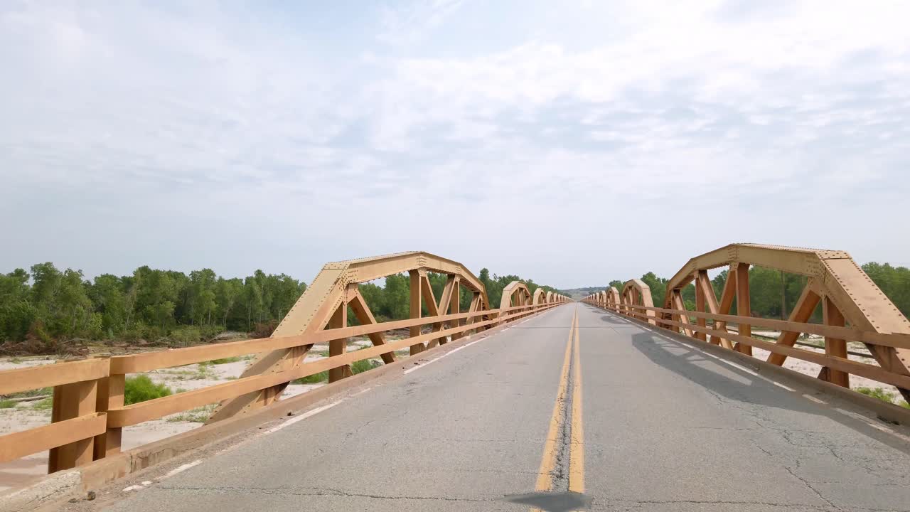 Driving on an old bridge in Illinois.