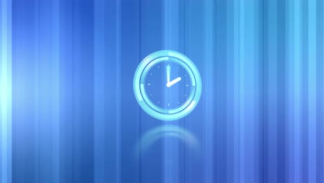 animation of clock moving fast on digital colorful background with lines