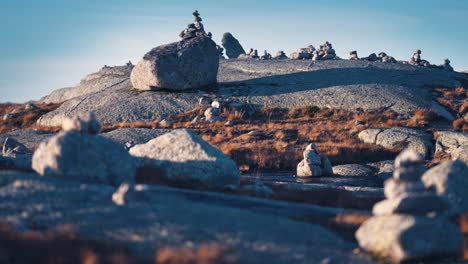 a meditation stone garden in the stark nordic landscape