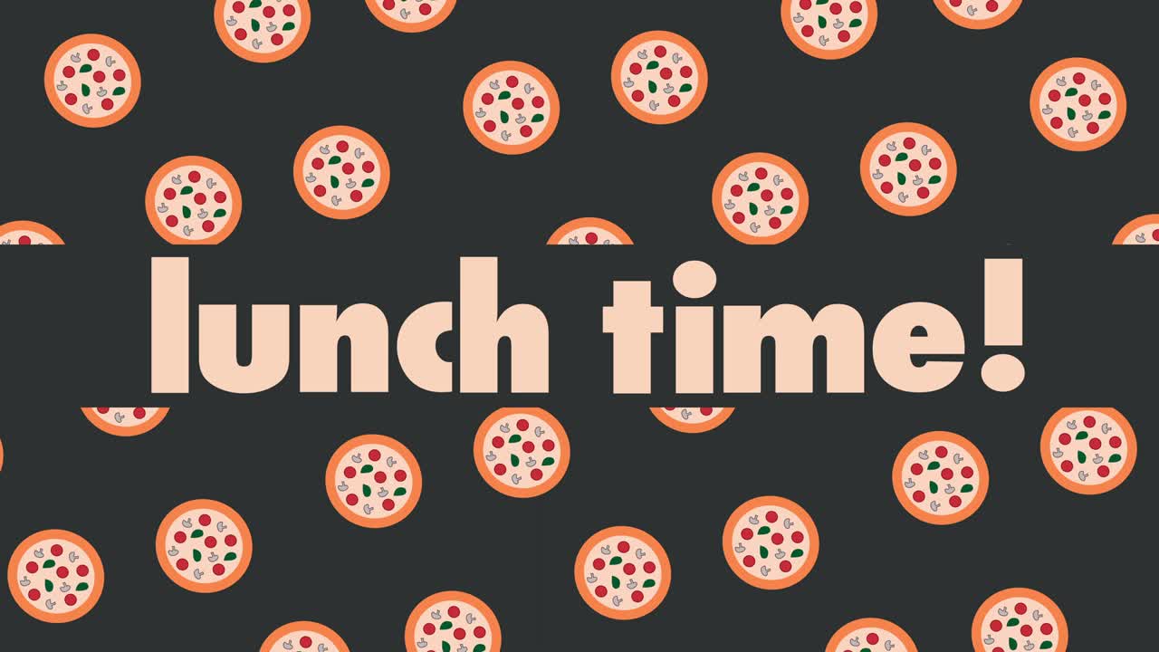Lunch time, Italian food, pizza delivery animation video, looping and seamless 4k movie for intro or background for European cuisine takeaway service concept. Food delivery concept