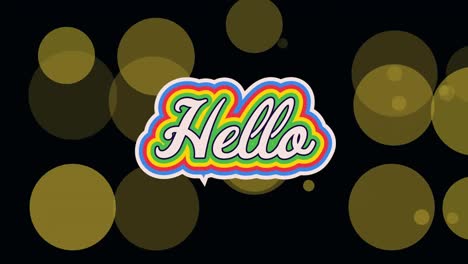 Animation-of-hello-text-over-falling-dots-on-dark-background
