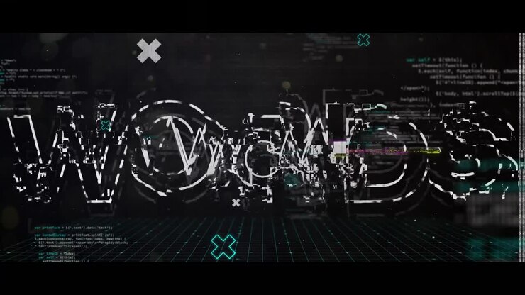 Animation of wow text and interference on black background