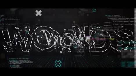 animation of wow text and interference on black background